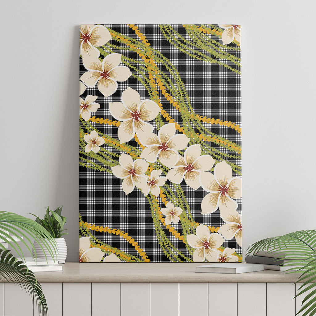 Ele'ele Hawai'i Palaka Plumeria Canvas Wall Art Puakenikeni and Maile Lei