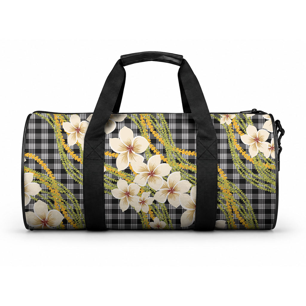 Ele'ele Hawai'i Palaka Plumeria Duffle Bag Puakenikeni and Maile Lei LT9 One size Black - Polynesian Pride