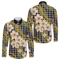 Ele'ele Hawai'i Palaka Plumeria Family Matching Off Shoulder Maxi Dress and Hawaiian Shirt Puakenikeni and Maile Lei