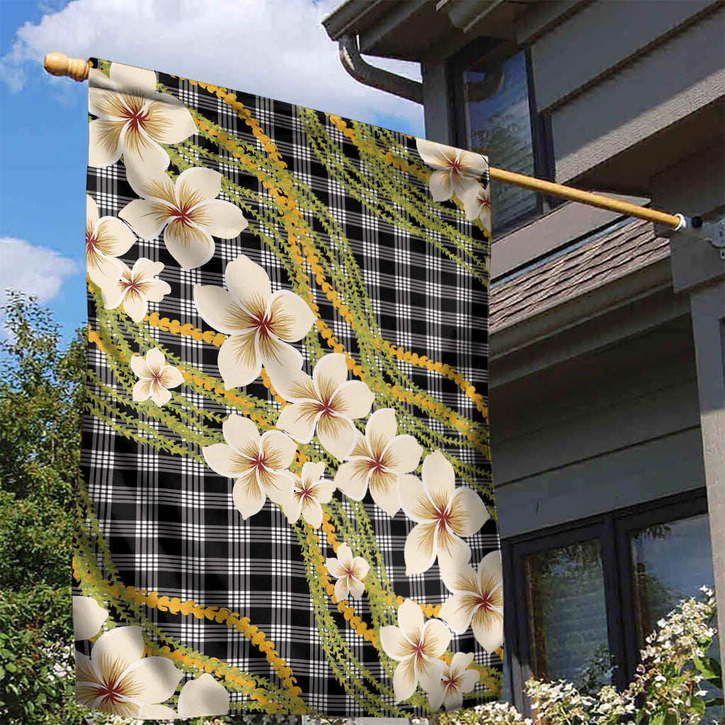 Ele'ele Hawai'i Palaka Plumeria Garden Flag Puakenikeni and Maile Lei