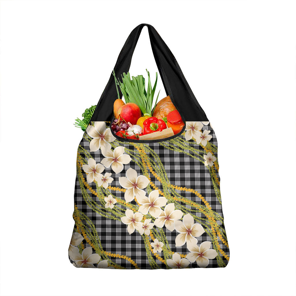 Ele'ele Hawai'i Palaka Plumeria Grocery Bag Puakenikeni and Maile Lei