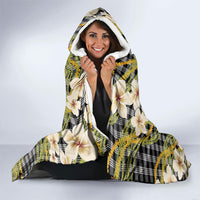 Ele'ele Hawai'i Palaka Plumeria Hooded Blanket Puakenikeni and Maile Lei