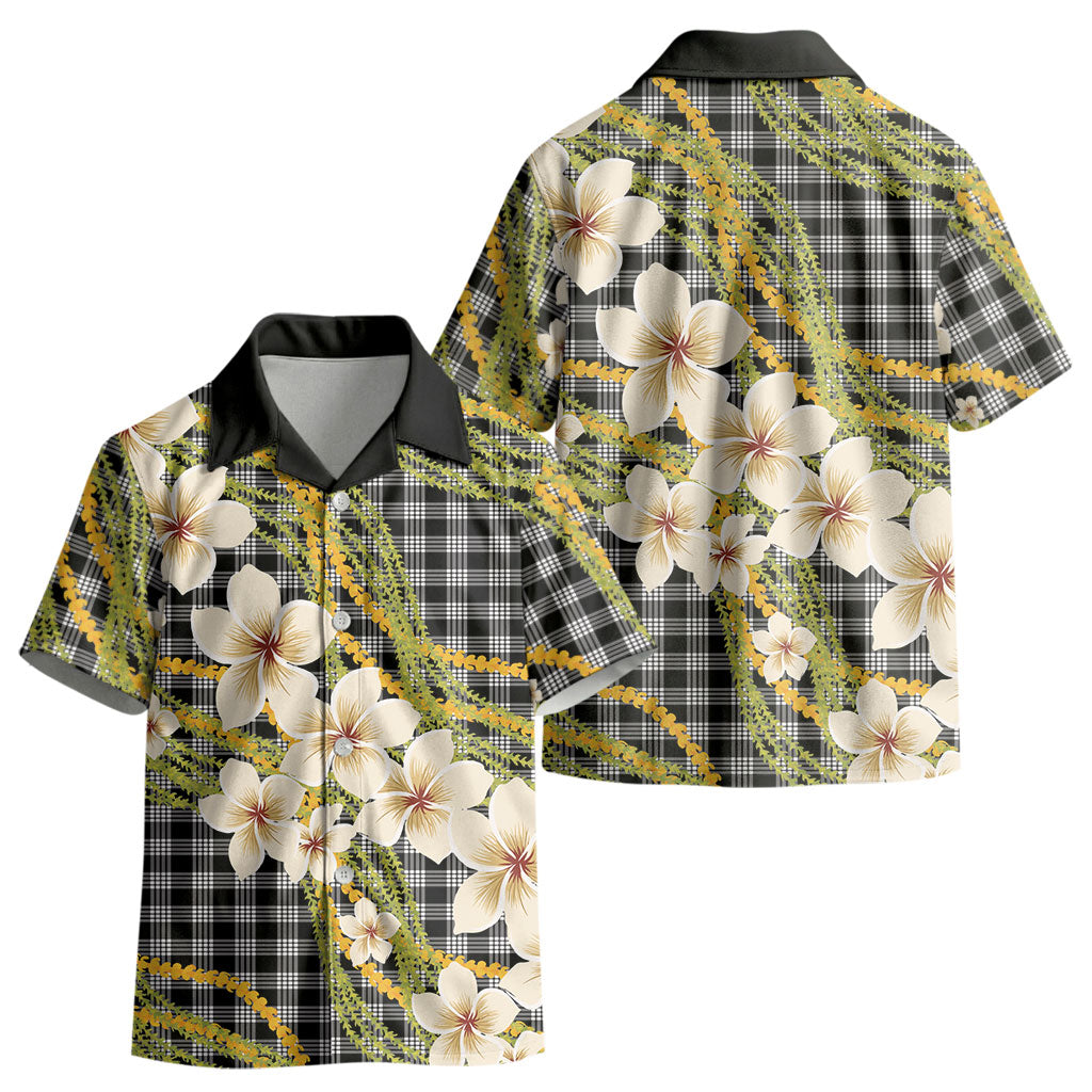 Ele'ele Hawai'i Palaka Plumeria Kid Hawaiian Shirt Puakenikeni and Maile Lei