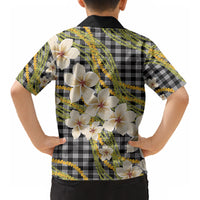 Ele'ele Hawai'i Palaka Plumeria Kid Hawaiian Shirt Puakenikeni and Maile Lei