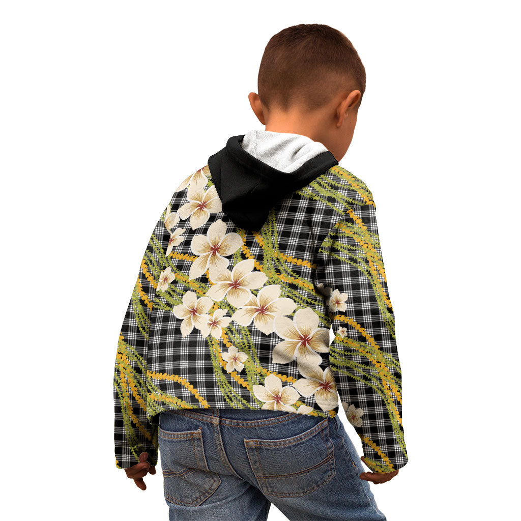 Ele'ele Hawai'i Palaka Plumeria Kid Hoodie Puakenikeni and Maile Lei