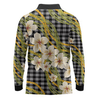 Ele'ele Hawai'i Palaka Plumeria Long Sleeve Polo Shirt Puakenikeni and Maile Lei