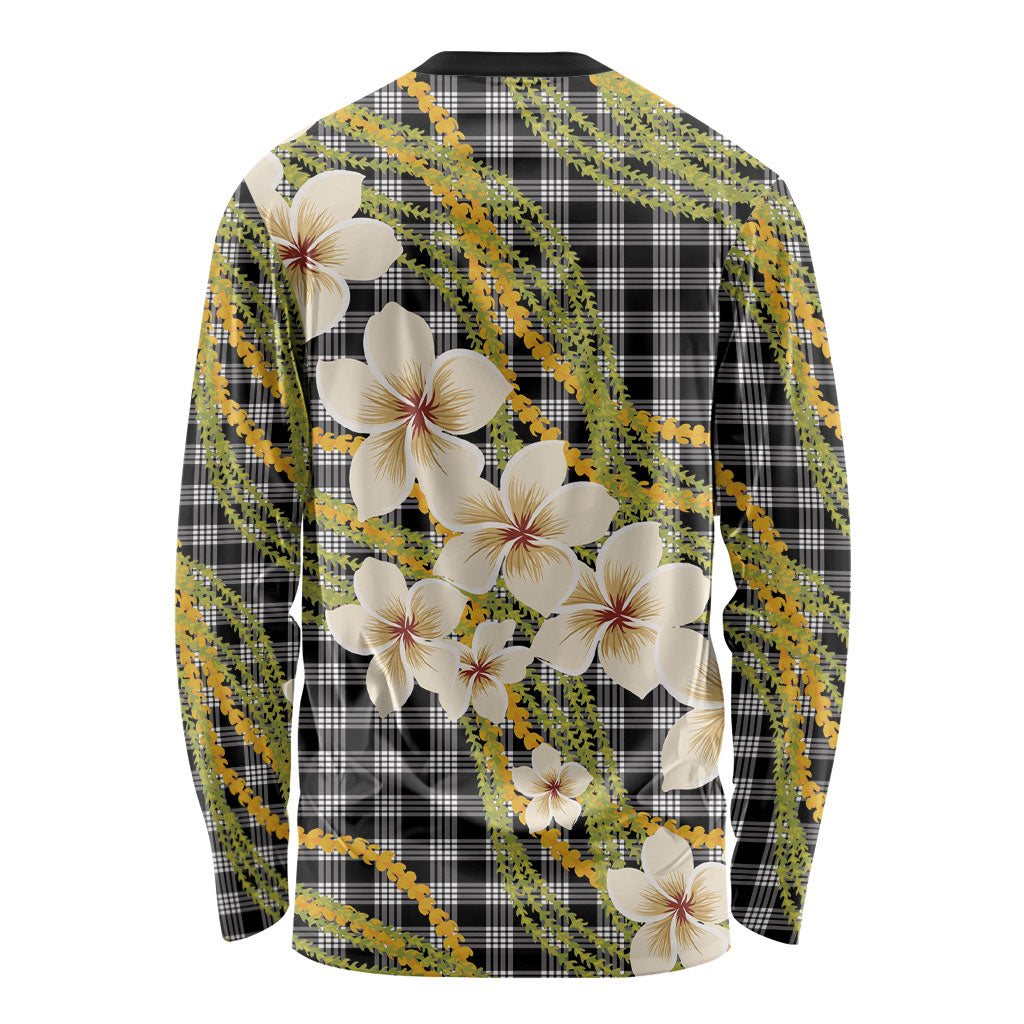 Ele'ele Hawai'i Palaka Plumeria Long Sleeve Shirt Puakenikeni and Maile Lei