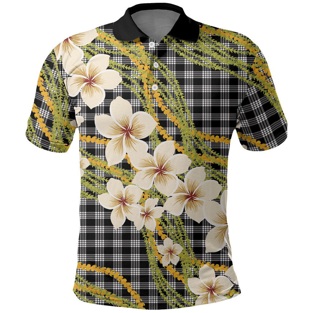 Ele'ele Hawai'i Palaka Plumeria Polo Shirt Puakenikeni and Maile Lei