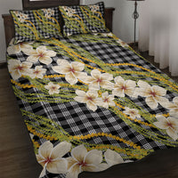 Ele'ele Hawai'i Palaka Plumeria Quilt Bed Set Puakenikeni and Maile Lei