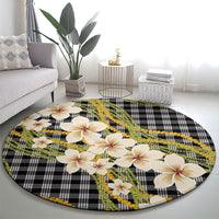 Ele'ele Hawai'i Palaka Plumeria Round Carpet Puakenikeni and Maile Lei
