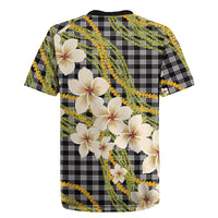 Ele'ele Hawai'i Palaka Plumeria Rugby Jersey Puakenikeni and Maile Lei