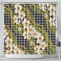 Ele'ele Hawai'i Palaka Plumeria Shower Curtain Puakenikeni and Maile Lei