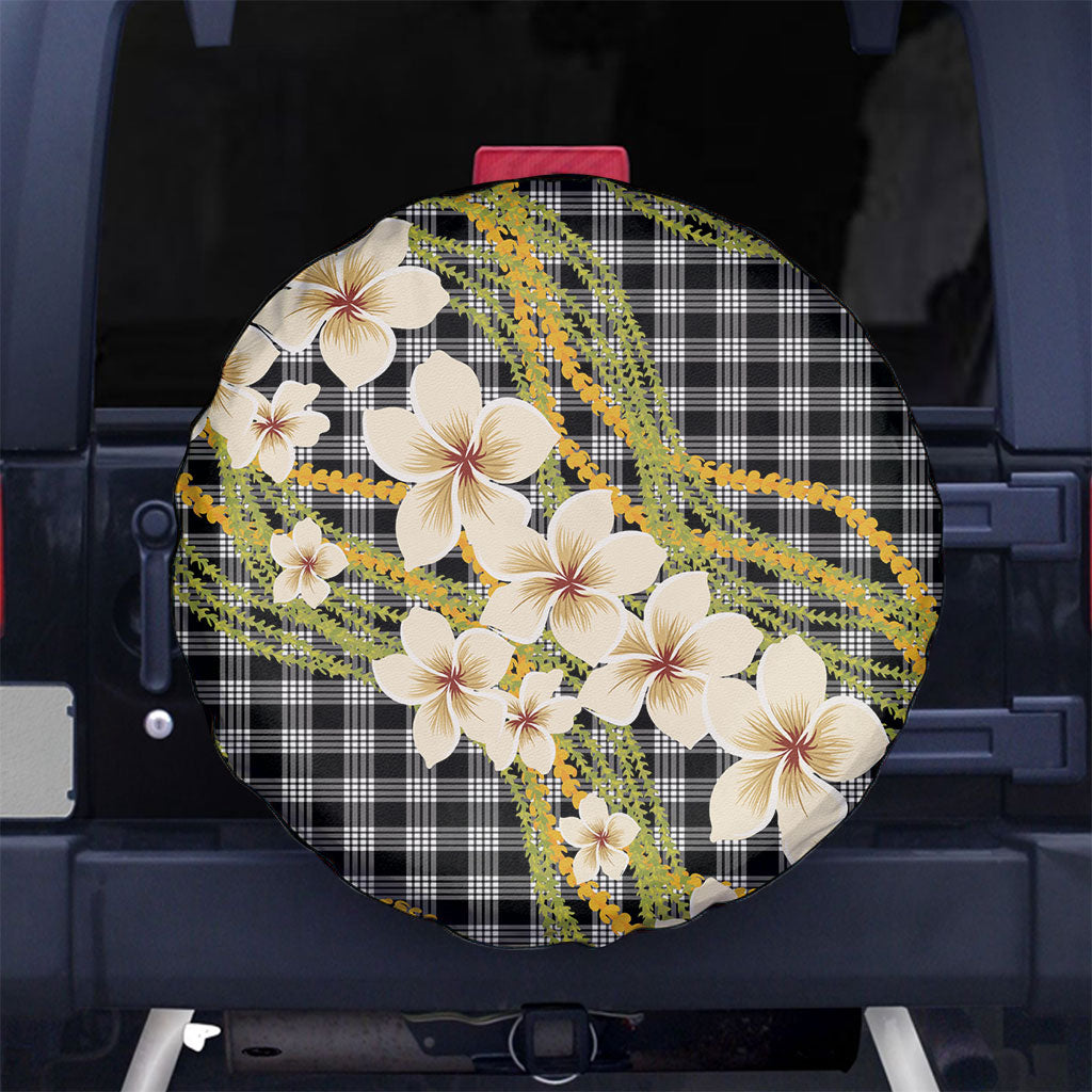 Ele'ele Hawai'i Palaka Plumeria Spare Tire Cover Puakenikeni and Maile Lei