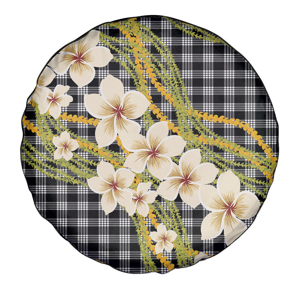Ele'ele Hawai'i Palaka Plumeria Spare Tire Cover Puakenikeni and Maile Lei