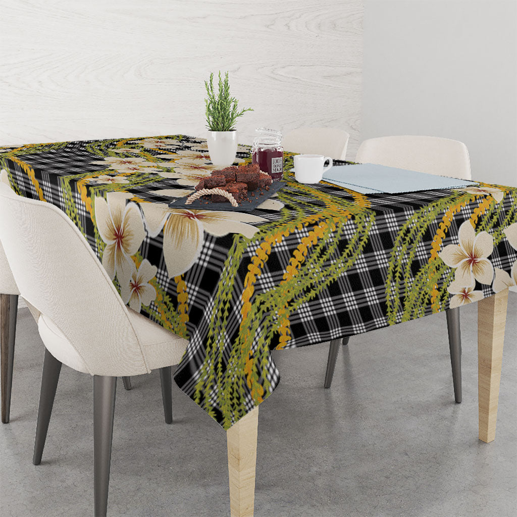 Ele'ele Hawai'i Palaka Plumeria Tablecloth Puakenikeni and Maile Lei