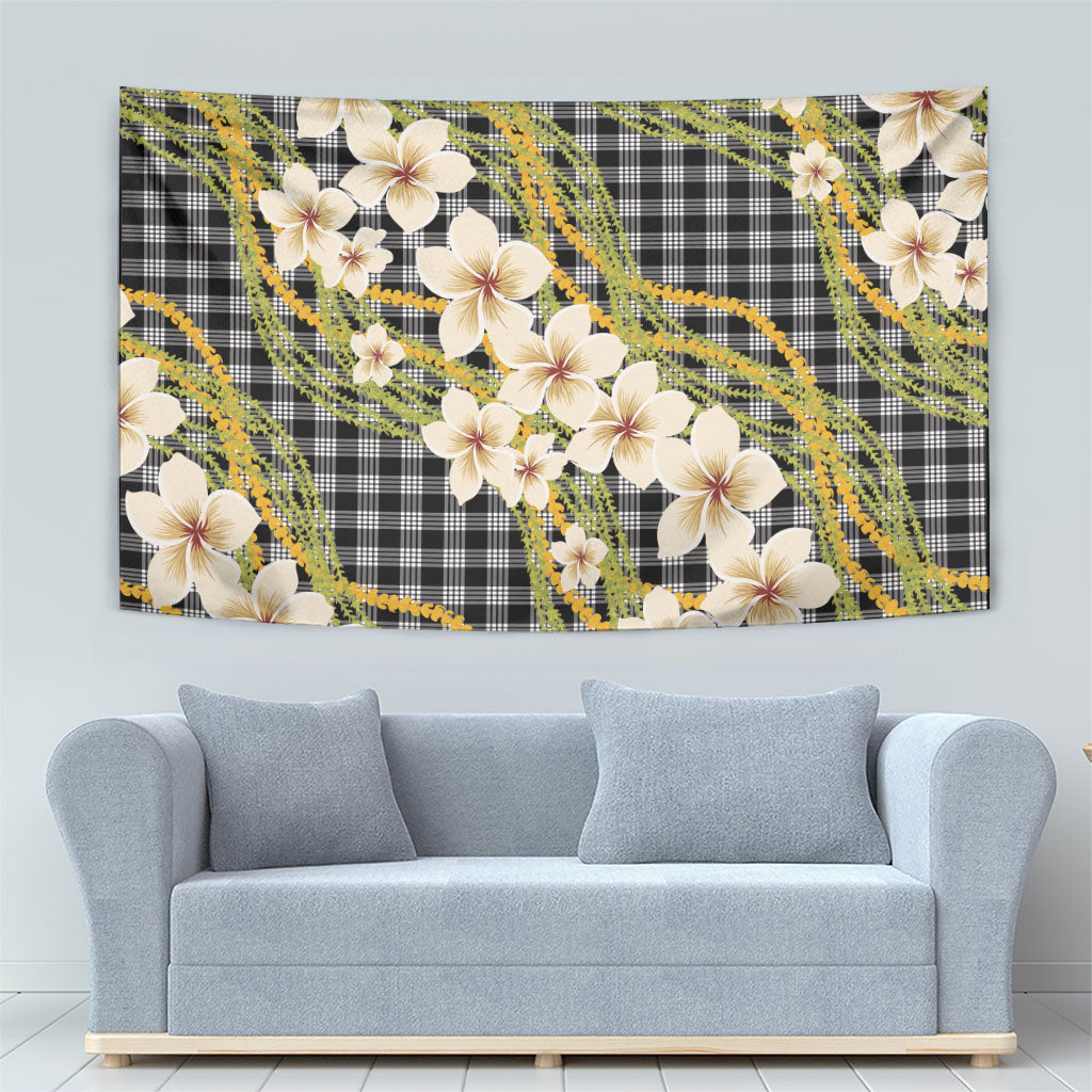 Ele'ele Hawai'i Palaka Plumeria Tapestry Puakenikeni and Maile Lei