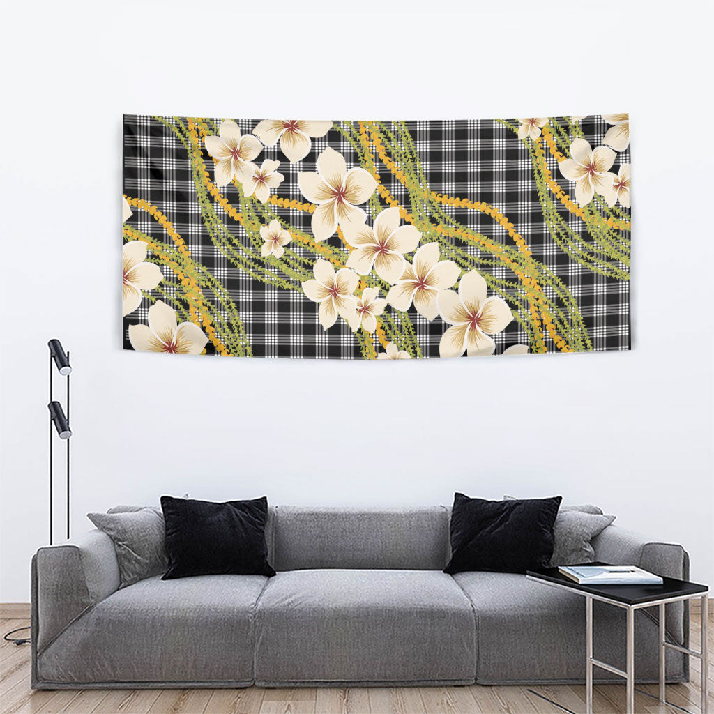 Ele'ele Hawai'i Palaka Plumeria Tapestry Puakenikeni and Maile Lei