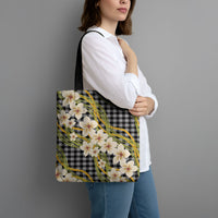 Ele'ele Hawai'i Palaka Plumeria Tote Bag Puakenikeni and Maile Lei