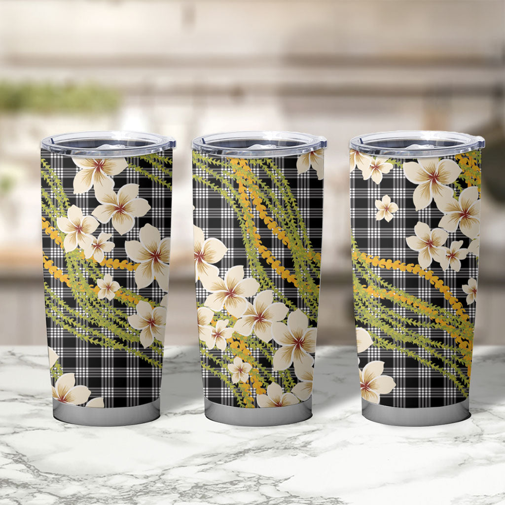 Ele'ele Hawai'i Palaka Plumeria Tumbler Cup Puakenikeni and Maile Lei