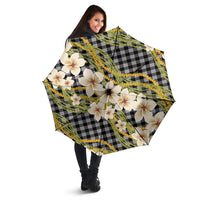 Ele'ele Hawai'i Palaka Plumeria Umbrella Puakenikeni and Maile Lei