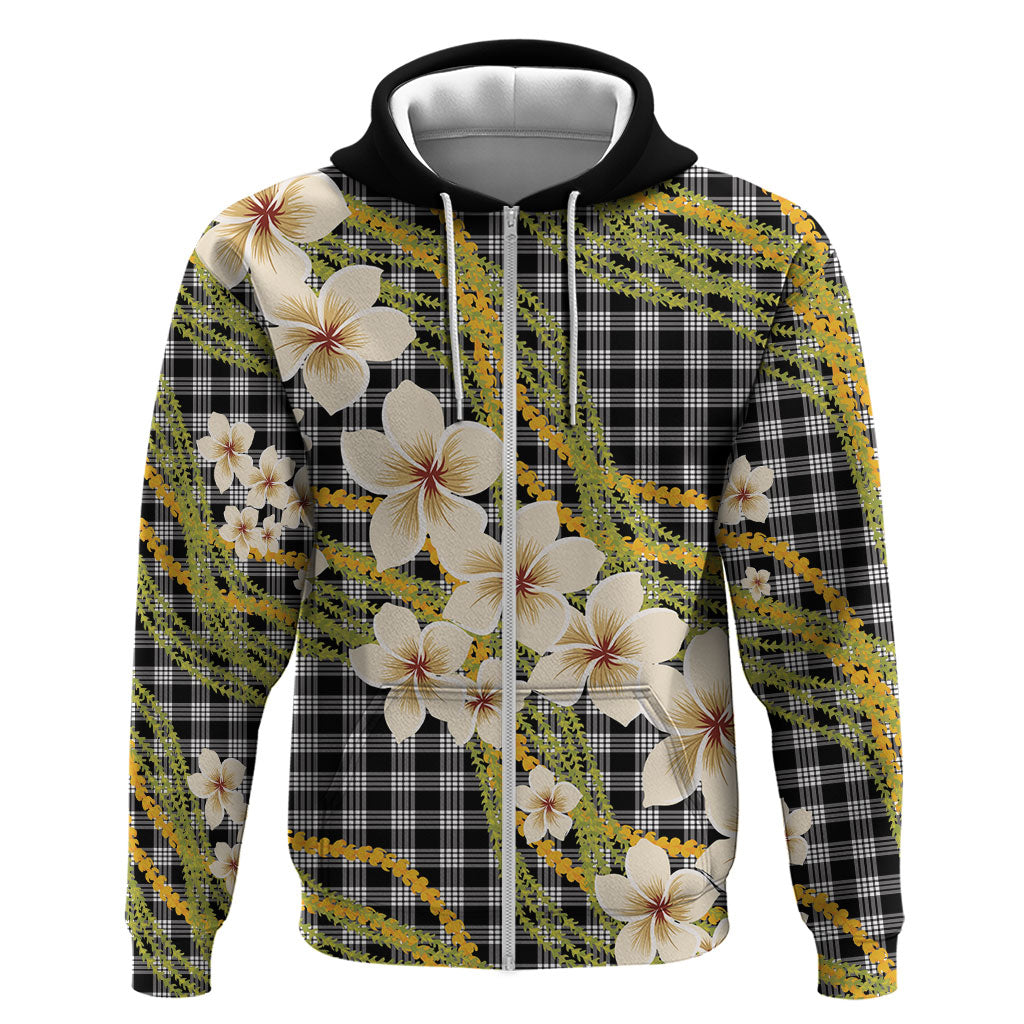 Ele'ele Hawai'i Palaka Plumeria Zip Hoodie Puakenikeni and Maile Lei