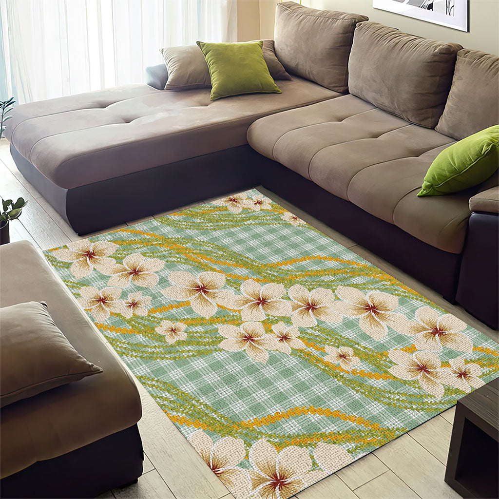 Liko Kukui Hawai'i Palaka Plumeria Area Rug Puakenikeni and Maile Lei