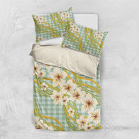 Liko Kukui Hawai'i Palaka Plumeria Bedding Set Puakenikeni and Maile Lei