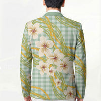 Liko Kukui Hawai'i Palaka Plumeria Blazer Puakenikeni and Maile Lei