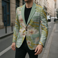 Liko Kukui Hawai'i Palaka Plumeria Blazer Puakenikeni and Maile Lei