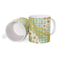 Liko Kukui Hawai'i Palaka Plumeria Ceramic Mug Puakenikeni and Maile Lei
