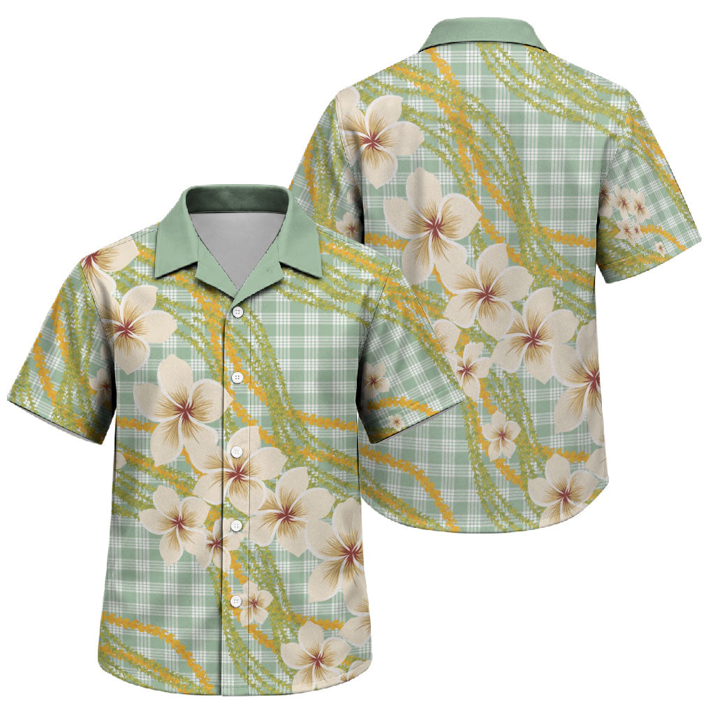 Liko Kukui Hawai'i Palaka Plumeria Family Matching Tank Maxi Dress and Hawaiian Shirt Puakenikeni and Maile Lei