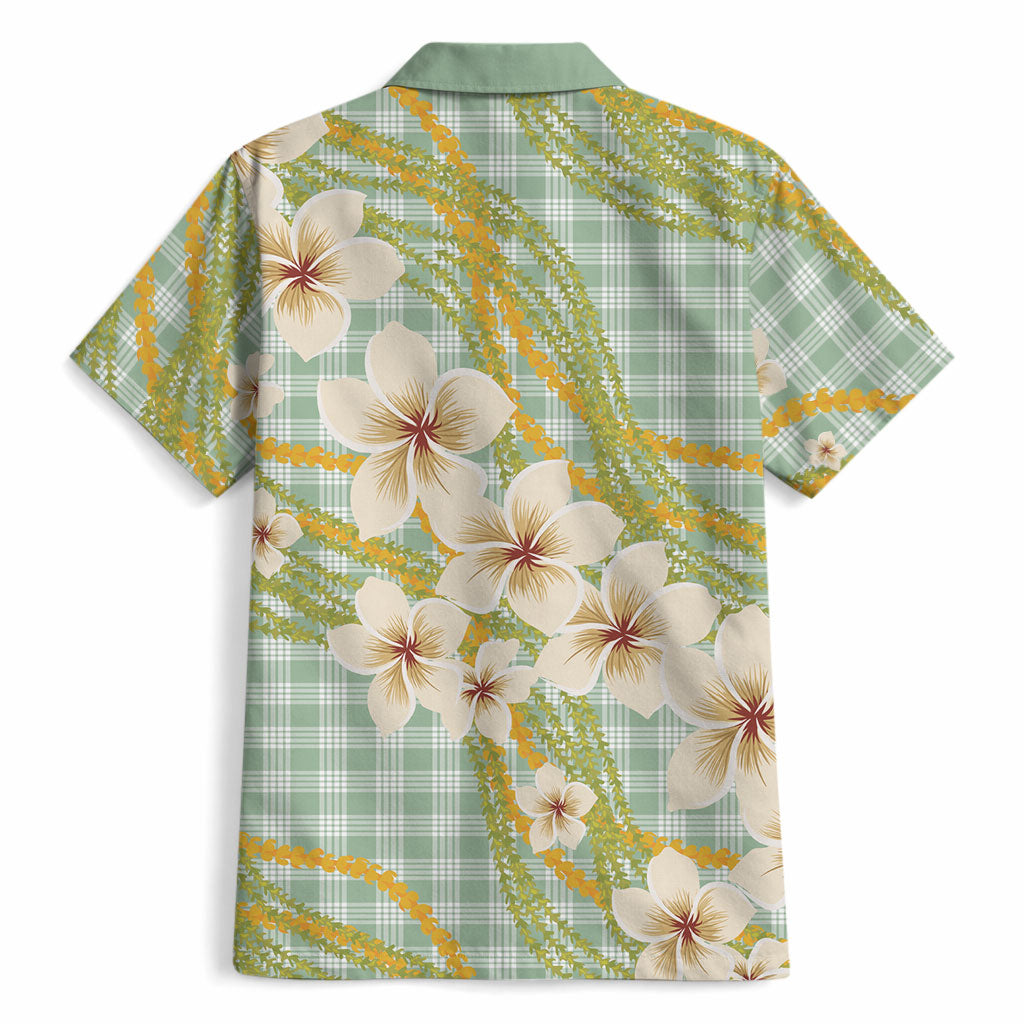 Liko Kukui Hawai'i Palaka Plumeria Hawaiian Shirt Puakenikeni and Maile Lei