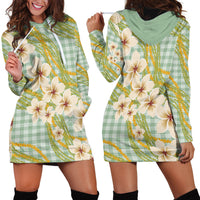 Liko Kukui Hawai'i Palaka Plumeria Hoodie Dress Puakenikeni and Maile Lei