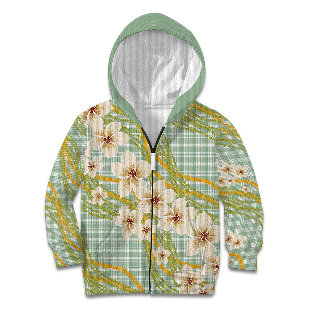 Liko Kukui Hawai'i Palaka Plumeria Kid Hoodie Puakenikeni and Maile Lei