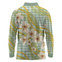 Liko Kukui Hawai'i Palaka Plumeria Long Sleeve Polo Shirt Puakenikeni and Maile Lei