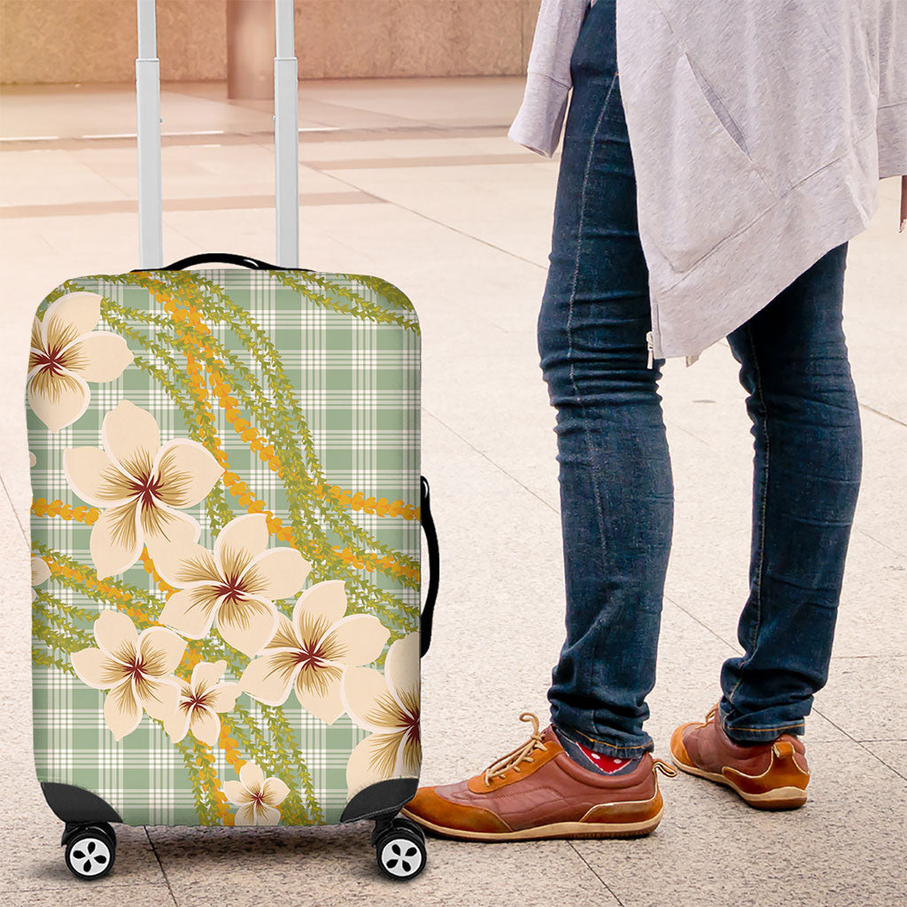 Liko Kukui Hawai'i Palaka Plumeria Luggage Cover Puakenikeni and Maile Lei