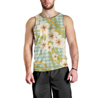 Liko Kukui Hawai'i Palaka Plumeria Men Tank Top Puakenikeni and Maile Lei