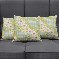 Liko Kukui Hawai'i Palaka Plumeria Pillow Cover Puakenikeni and Maile Lei
