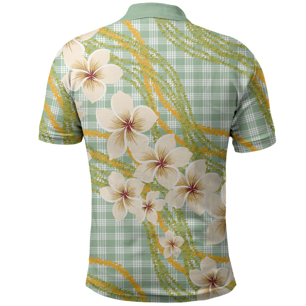 Liko Kukui Hawai'i Palaka Plumeria Polo Shirt Puakenikeni and Maile Lei