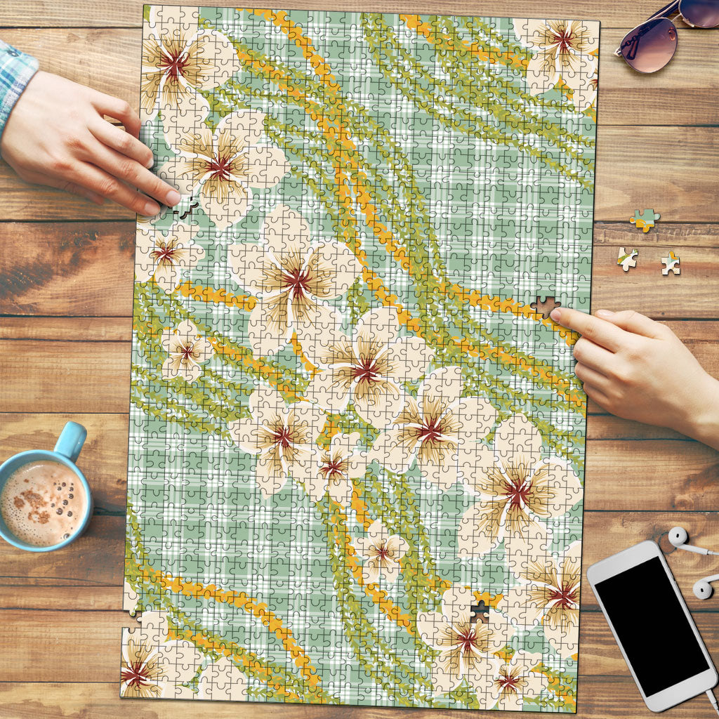 Liko Kukui Hawai'i Palaka Plumeria Puzzle Puakenikeni and Maile Lei