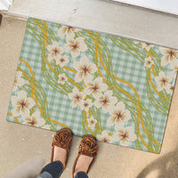 Liko Kukui Hawai'i Palaka Plumeria Rubber Doormat Puakenikeni and Maile Lei