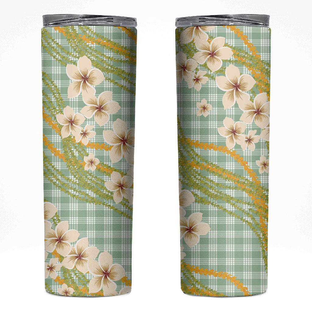Liko Kukui Hawai'i Palaka Plumeria Skinny Tumbler Puakenikeni and Maile Lei