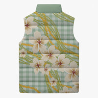 Liko Kukui Hawai'i Palaka Plumeria Sleeveless Puffer Jacket Puakenikeni and Maile Lei