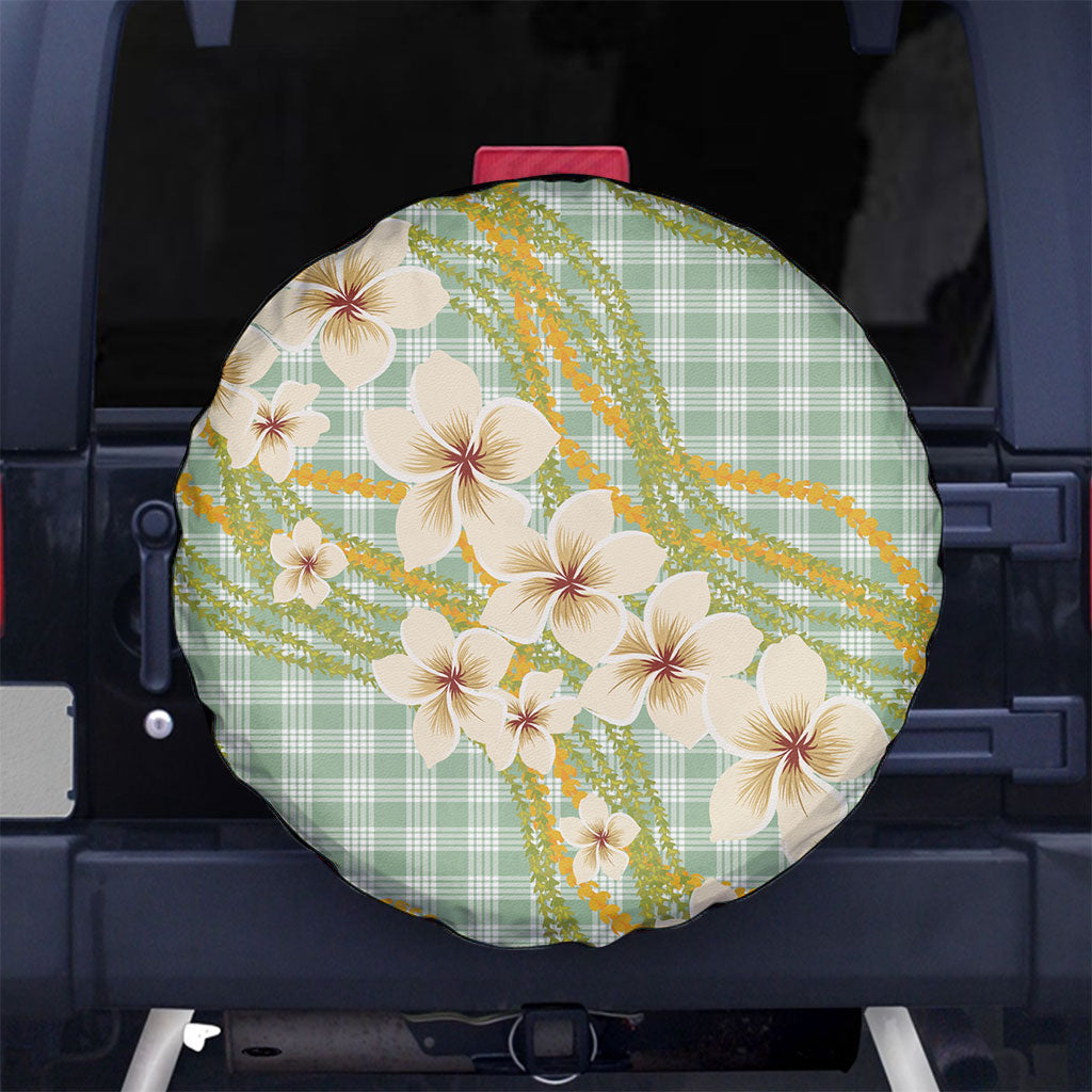 Liko Kukui Hawai'i Palaka Plumeria Spare Tire Cover Puakenikeni and Maile Lei