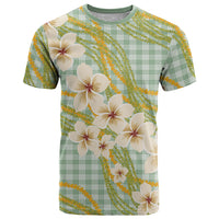 Liko Kukui Hawai'i Palaka Plumeria T Shirt Puakenikeni and Maile Lei
