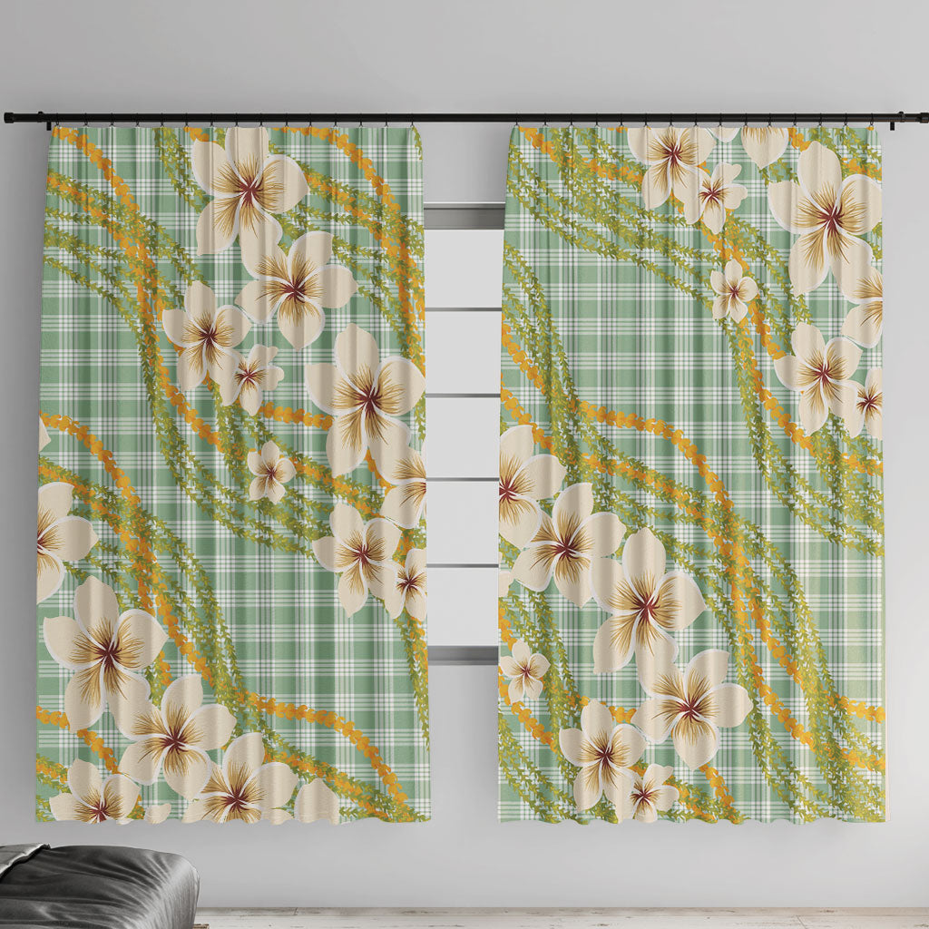 Liko Kukui Hawai'i Palaka Plumeria Window Curtain Puakenikeni and Maile Lei