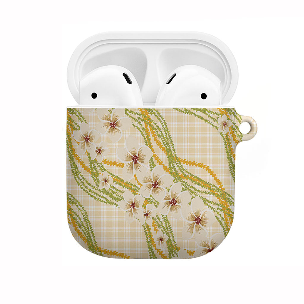 Melemele Ahiahia Hawai'i Palaka Plumeria AirPods Case Puakenikeni and Maile Lei