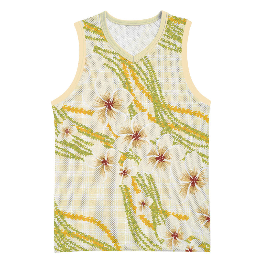 Melemele Ahiahia Hawai'i Palaka Plumeria Basketball Jersey Puakenikeni and Maile Lei