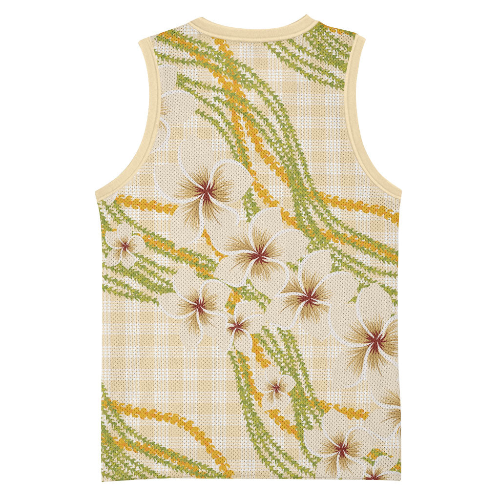 Melemele Ahiahia Hawai'i Palaka Plumeria Basketball Jersey Puakenikeni and Maile Lei
