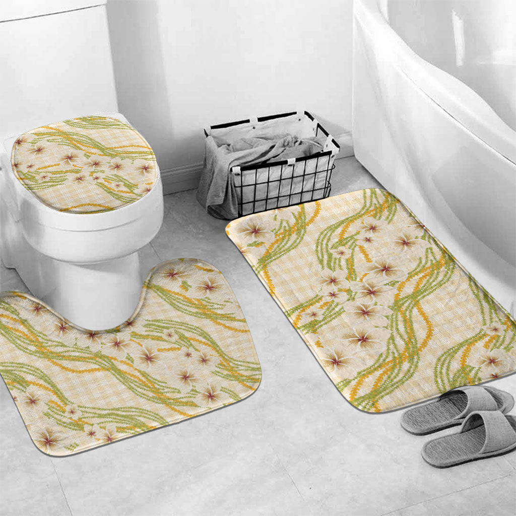 Melemele Ahiahia Hawai'i Palaka Plumeria Bathroom Set Puakenikeni and Maile Lei